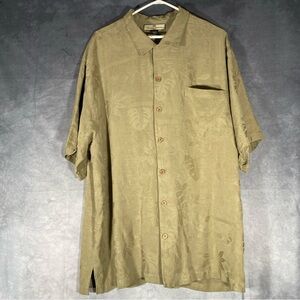 Vtg Tommy Bahama Silk Camp Shirt Mens XXL Floral Green Hawaiian Button Up